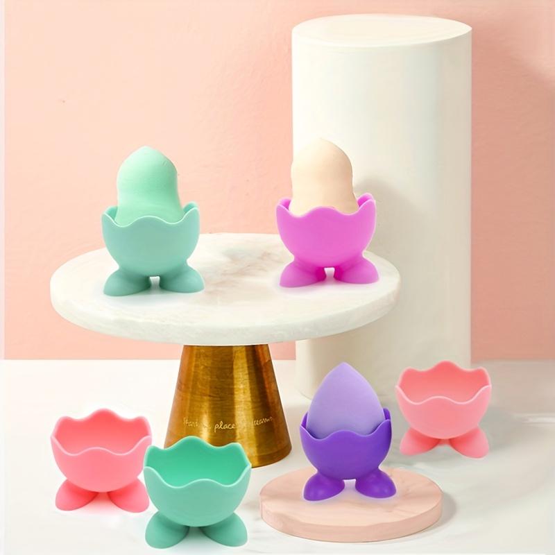 Силиконовый овальный держатель для подушечек, подставка для хранения спонжей для макияжа в форме яйца, не содержит формальдегида, легкий, с необработанной поверхностью, без установки