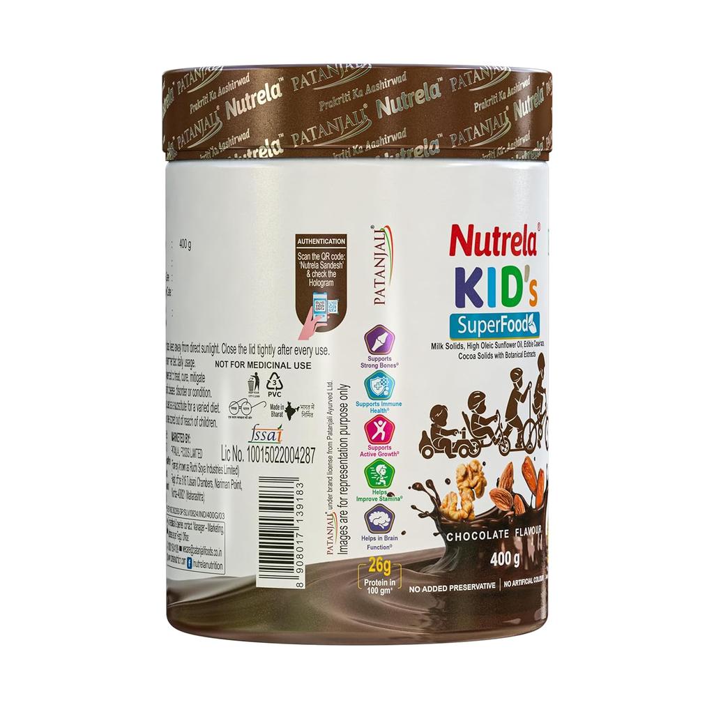 Nutrela Детский протеиновый порошок Шоколадный вкус 400 г Питательный напиток-смесь Для растущих детей Ежедневная поддержка питания