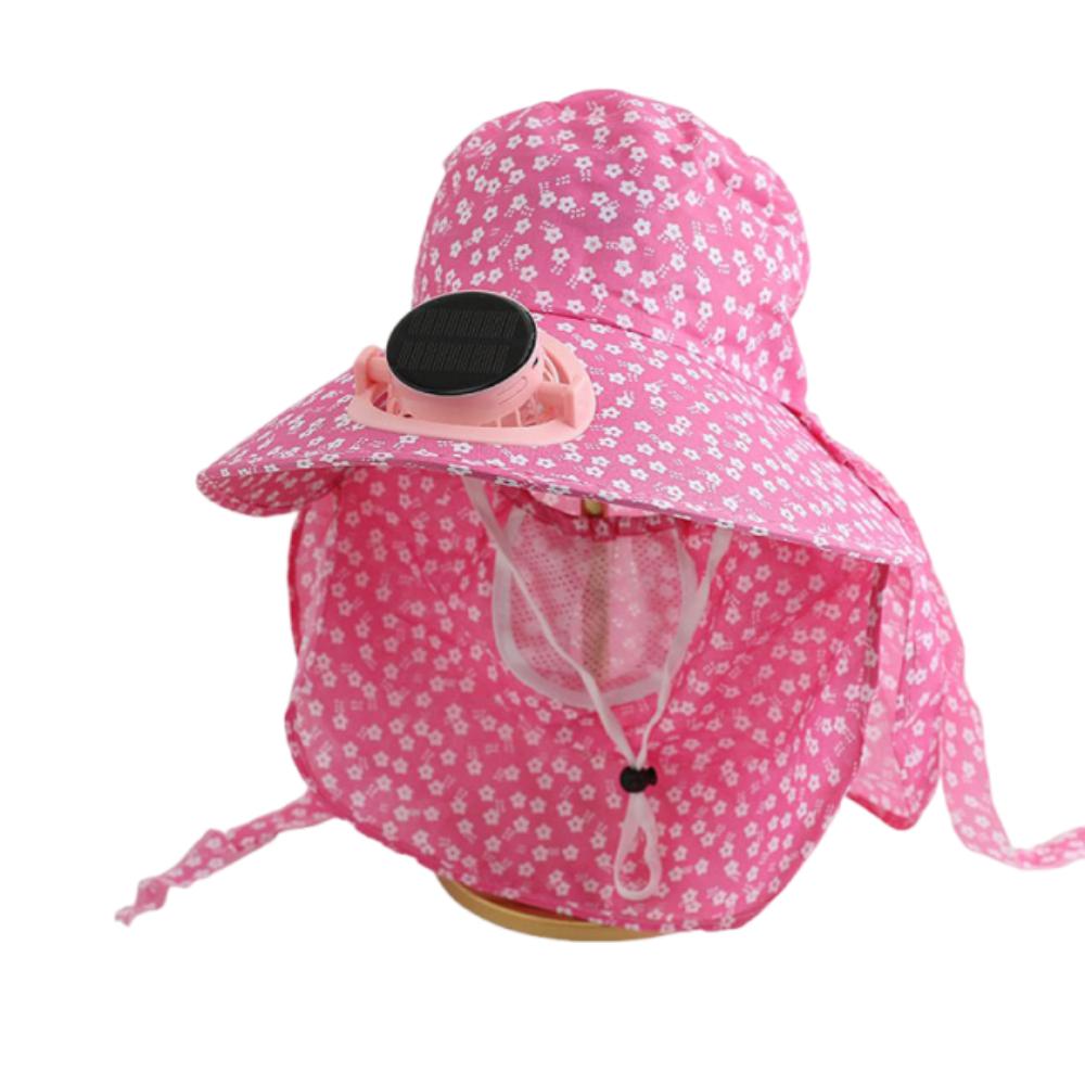 UV Protection Wide Brim Fan Hat Elastic Cooling Sunshade Hat Solar Fan Hat Camping