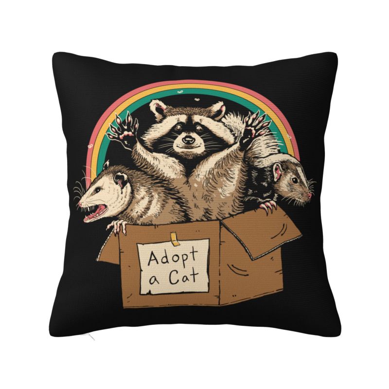 Funny Raccoon Throw Pillow Case cm Sofa Cushion Cover Velvet Polyester Pillowcase Doublesided Printing