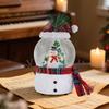 Christmas Faux Crystal Ball Ornament Cartoon Scarf Snowman Snow Ball with Music Box Home Office Holiday Party Desktop Decoration