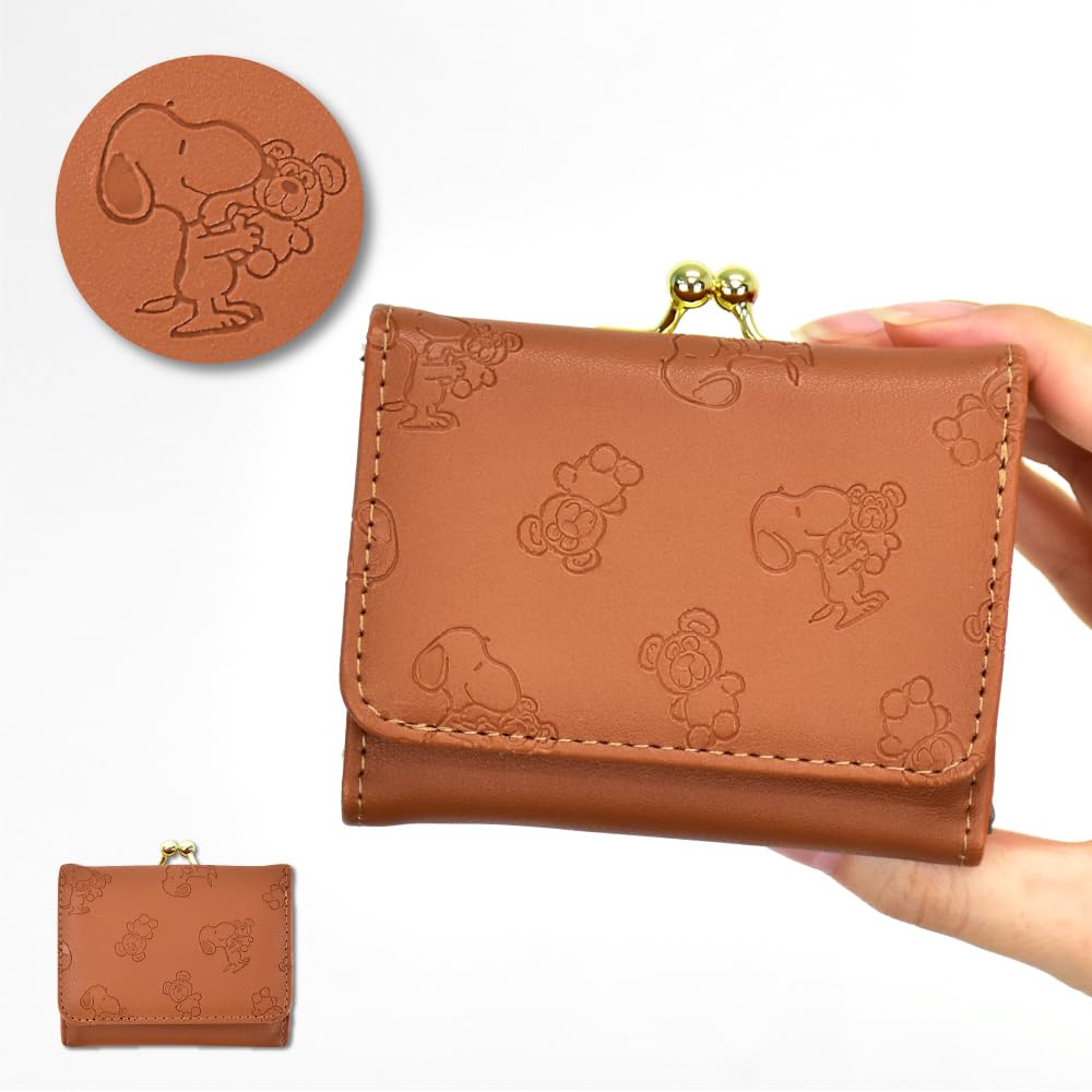 Складной компактный синтетический монетный кошелек High School 0113 Camel [Snoopy], кошелек, тройной, кошелек, кошелек, кожаный, кошелек, застежка, для женщин, для девочек, для взрослых,