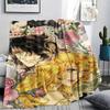1PC Versailles Rose Print Flannel Blanket, High quality Comfortable for All Seasons, Home Decor, Warmth and Comfort, Perfect for Christmas Gifts237