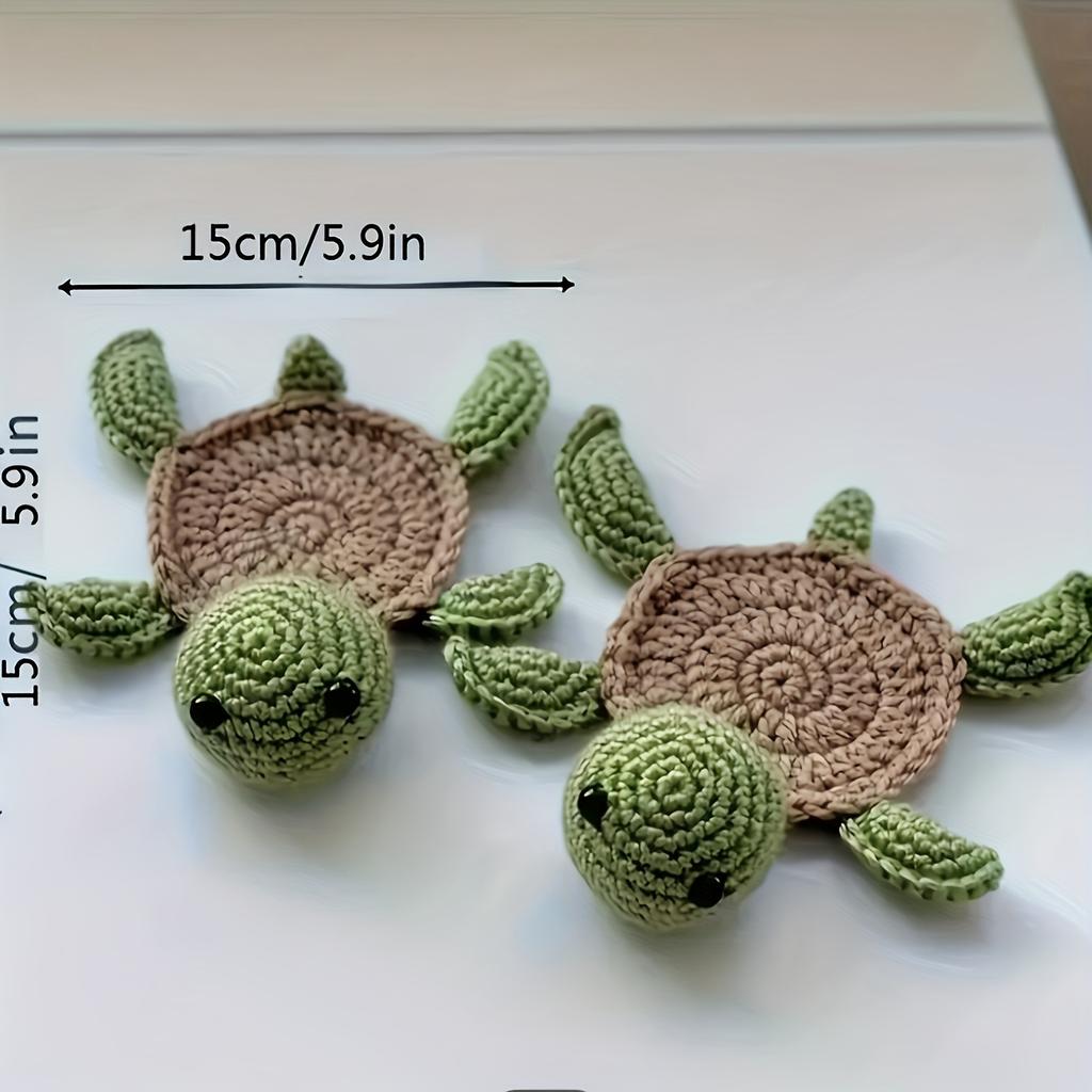 2pcs Handmade Crochet Turtle Coasters Set Fun Animal Mug Rugs Creative Knitting Housewarming Gift for Daughter Mom Teacher Unique Home Decor