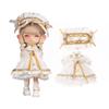 Rakulifey Obitsu 11 Costume Set Clothes Dress One Piece OB11 Size Outfit White with Hair Ornament Obitsu Doll Clothes 2 Piece Set