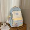 Color Blocked Cute Large Capacity Student Backpack With Pendant For Teens
