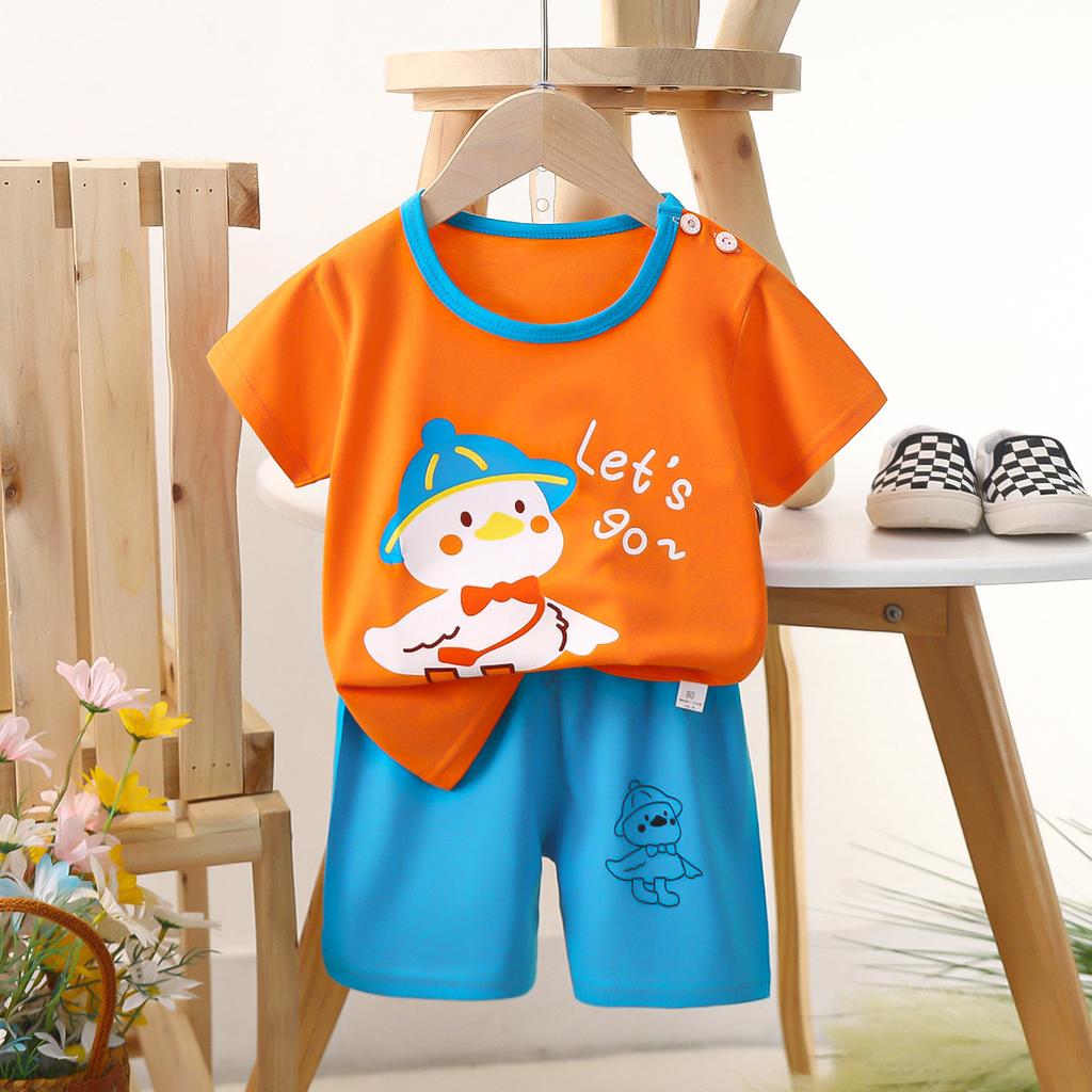 Children's Casual Short-sleeved Summer Cotton T-shirt Set for Boys and Girls