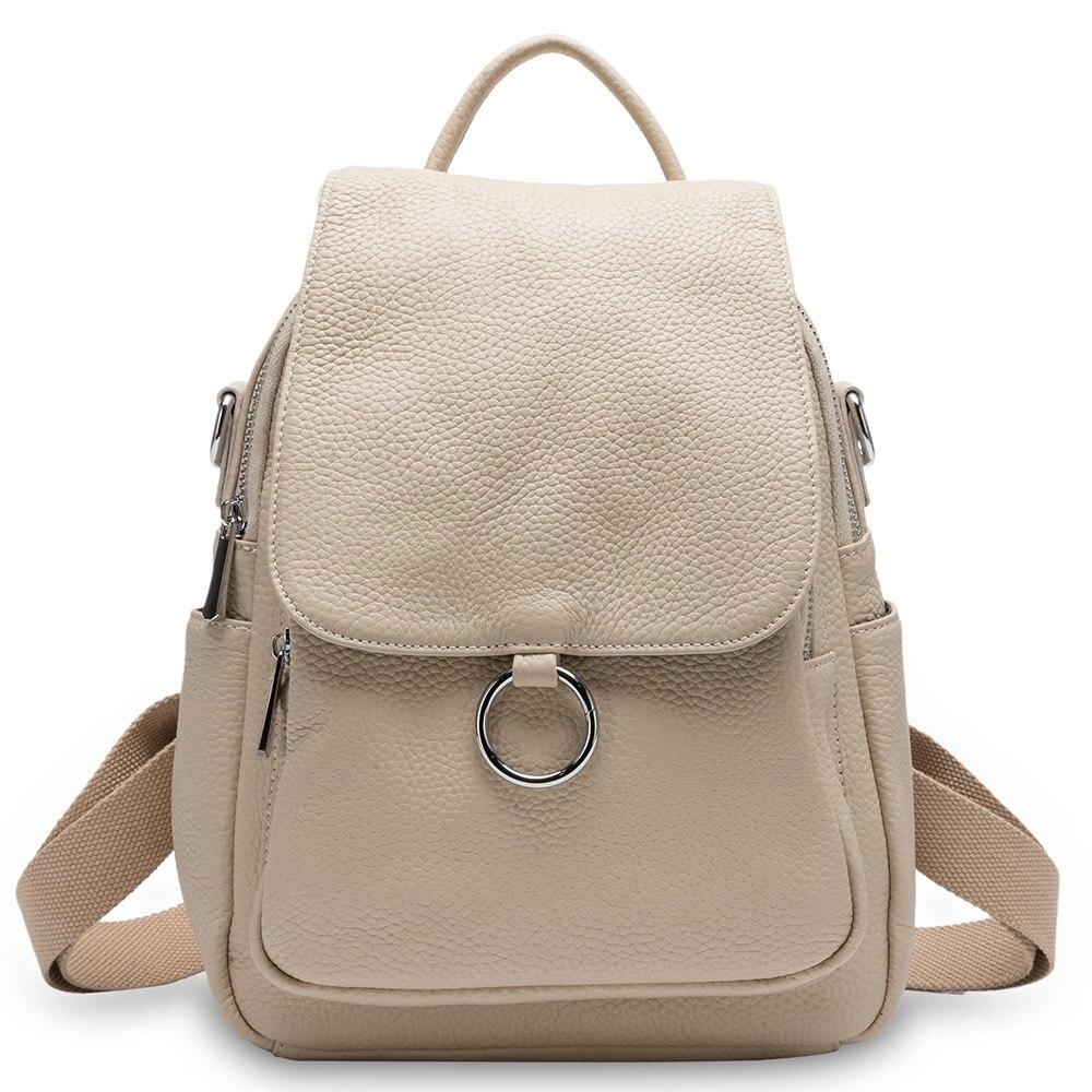 Zency новый модный женский рюкзак из 100% натуральной кожи зимний бежевый повседневная дорожная сумка классический черный школьный рюкзак