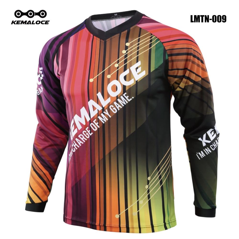KEMALOCE Мужской MTB Джерси с длинным рукавом, быстросохнущий спортивный трикотаж для мотокросса, белый череп, велосипед BMX