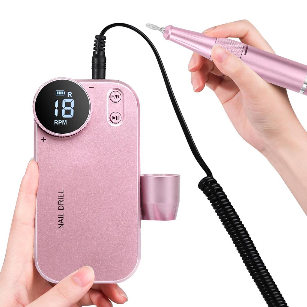 Электрическая машинка для ногтей Snowtaros, перезаряжаемая, 4500 мАч, способная работать непрерывно до 10 часов, ЖК-экран, электрический набор для ухода за ногтями, переключение вращения ногтей