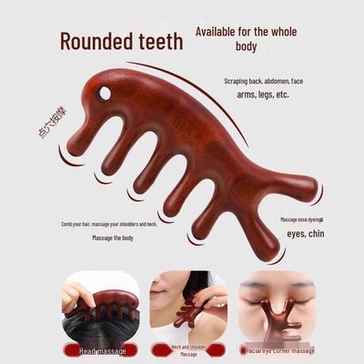 Сандаловая расческа для массажа дельфином - Утолщенный пятизубый парикмахерский инструмент