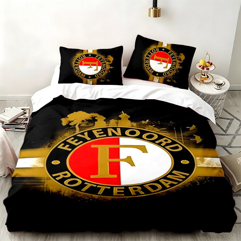 Feyenoord Rotterdam Комплект из 3 предметов Идеально подходит для спальни Удобный комплект постельного белья включает пододеяльник и две наволочки Идеальный подарок на день рождения или Рождество