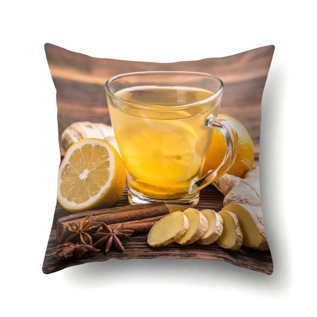 Наволочка с чашкой черного чая для офисного поясного дивана