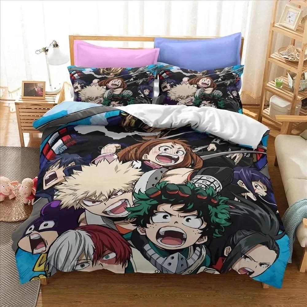3D My Hero Academia Мальчики Японское Аниме Комплект Постельного Белья Печатный Комплект с Наволочкой Пододеяльник Размер Queen Super King