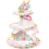 3 Tier Unicorn Cupcake Stand Party Decorations Rainbow Unicorn Birthday Cupcake Holder Dessert Tower for Kids Party Baby Shower Wedding Family, Cute