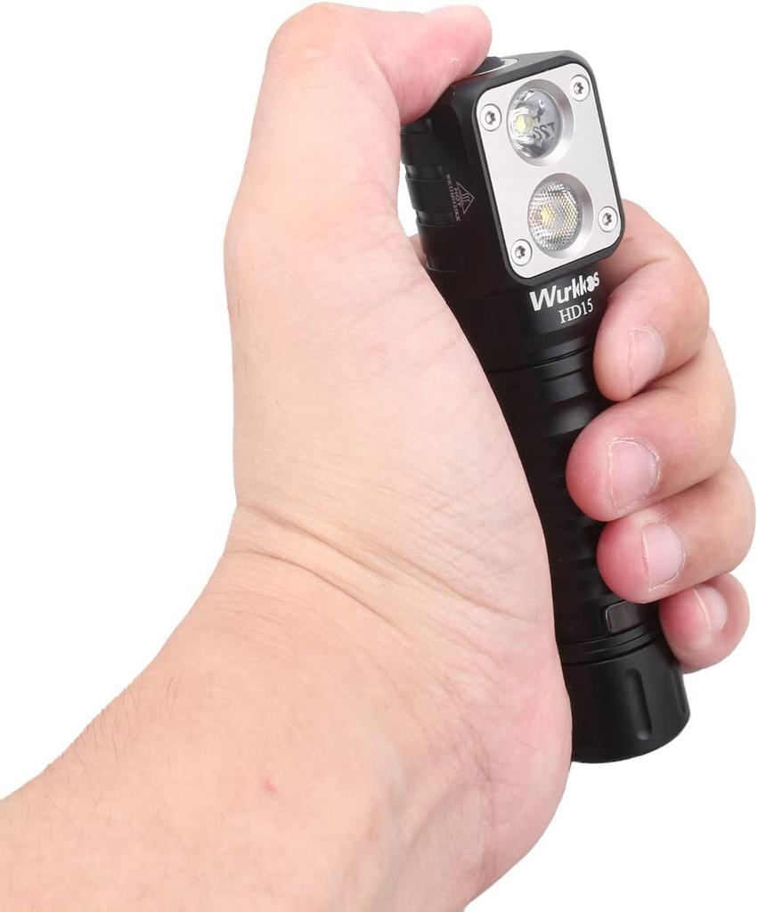 Wurkkos LED Headlamp HD15 2000 Lm Right Angle Flash with 90 High CRI LH 351 D Powerful SST 20 LED Spotlight IPX 8 Suitable for Adults Camping Walking