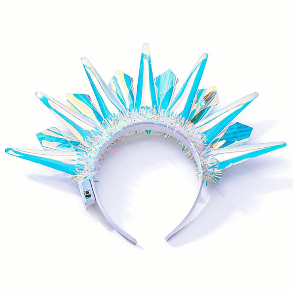 LED Luminous Laser Headband Flashing Glowing Crown Gift Light Up Hair Hoop Rave