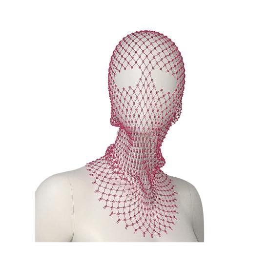 Fishnet Hat Rhinestones Design Hollow Hooded Hat Solid Color Breathable Elastic Fishnet Night Club Hat