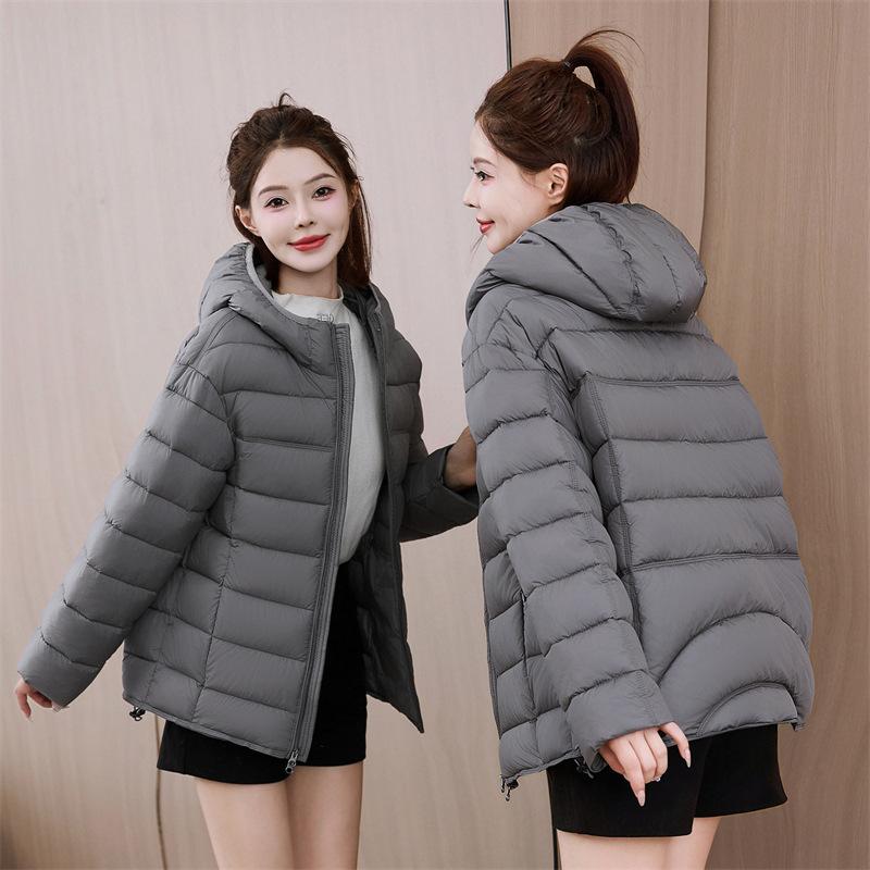 Winter ribs cotton clothes women's short high-end fashion hooded turtle back new loose warm commuter jacket
