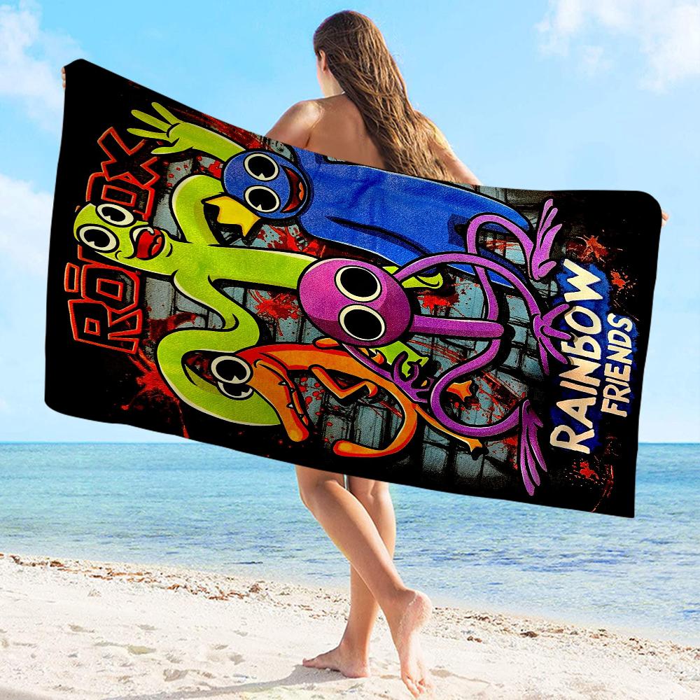 Rainbow Friends Toy Vintage Beach Towel Cartoon Cute Summer Kids Large Bath Pool Beach Towel Absorbent for Swimming Travel