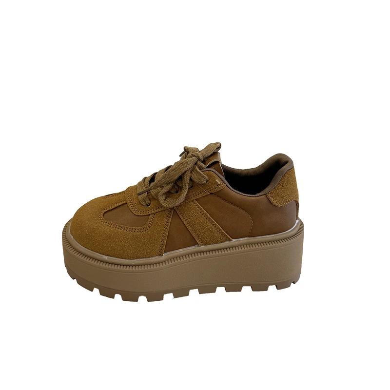 Модные женские повседневные кроссовки, ботинки, женская обувь на шнуровке, платформа, увеличивающая рост, современные ботинки на толстой подошве, ботильоны цвета хаки