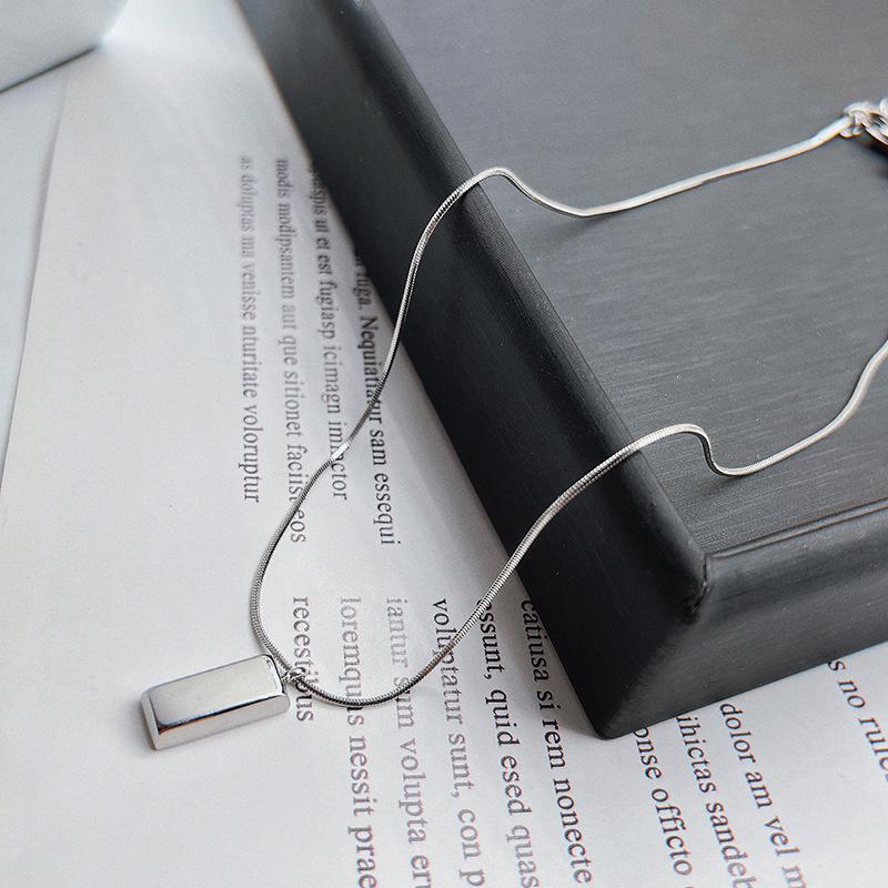 Креативное мужское ожерелье Крутое геометрическое ожерелье Титановая ключичная цепочка Подарок парню Серебряный цвет Кирпичи Панк Парное ожерелье