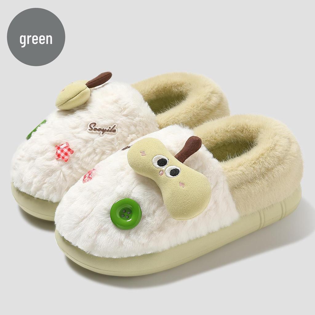 Capybara Women's Winter Cotton Slippers - Cute Cartoon Fluffy Heel, Parent-Child Warm Shoes for Kids & Men.