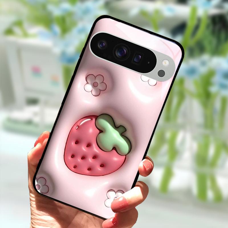 Модный Стеклянный Чехол Для Google Pixel 9 Pro XL Закаленное Стекло Черная Крышка Телефона Для Google Pixel 9a Pixel9 Funda Защитные Чехлы