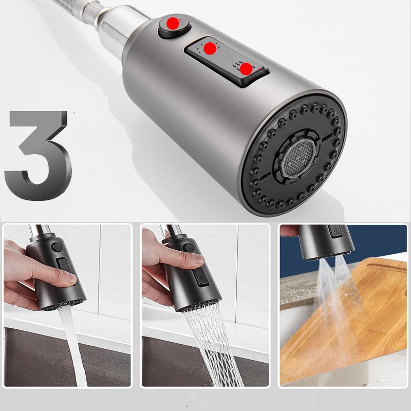 1 шт. Новый смеситель для кухонной мойки, серый/черный/серебристый, подходящий для горячей и холодной ванны, современный смеситель с поворотом на 360° и выдвижным изливом