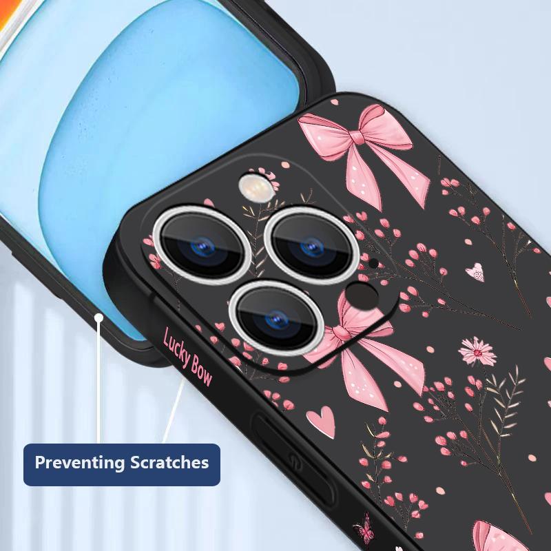 Чехол для iPhone 17 Pro Max Розовый бантик Цветочный узор ТПУ Силиконовый Мягкий чехол Для iPhone 16 Pro Max 15 14 13 12 11 16E Air