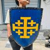 71.12 cm Medieval Crusader Jerusalem Cross Shield Blue Yellow Kite Shield Handcrafted Knight Armor for Reenactment, LARP Wall Gift