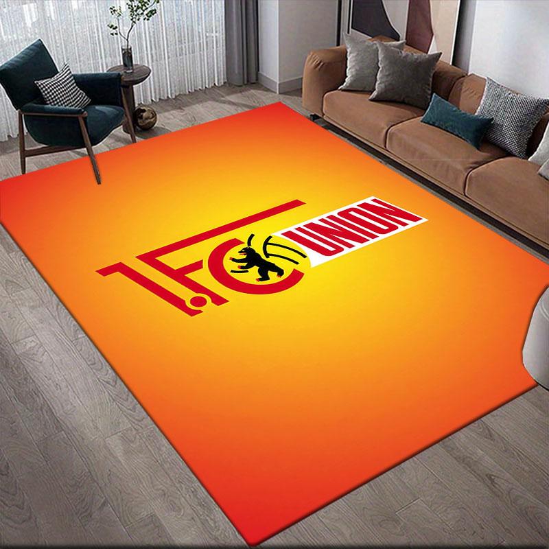 Union Berlin logo Flannel Printed Carpet, Home Sofa Decoration for Living Room & Bedroom, Non‑Slip Play Flannel Floor Mat for Game Room