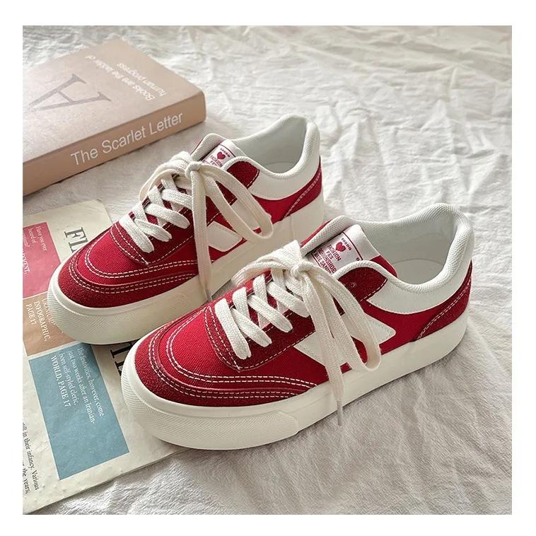 Autumn Thick Soled Women's Shoes Outdoor Non Slip Canvas Footwear Retro Versatile Board Shoes Fashion Low Cut Sports Shoes
