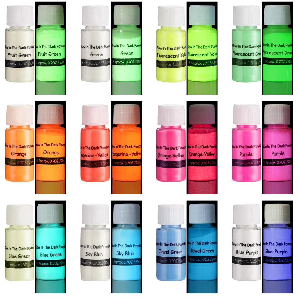 SEISSO Glow-in-the-Dark Powder, Luminous Pigment Powder, Pearlescent Colors, High Brightness, Long-Lasting Glow, UV Resin, Epoxy Resin, Slime,