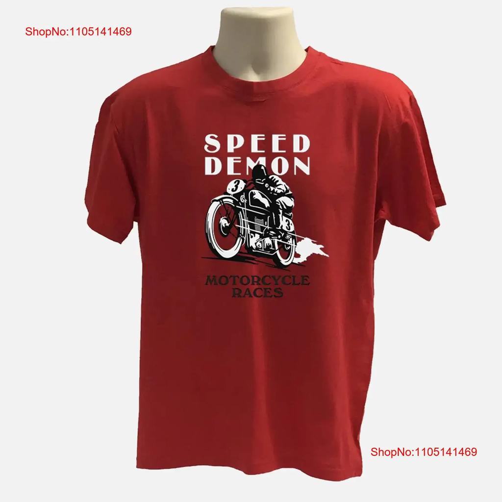 Speed demon motorcycle T shirt graphic biker vintage Washed streetwear Slightly fashion homme Unisex Versatile