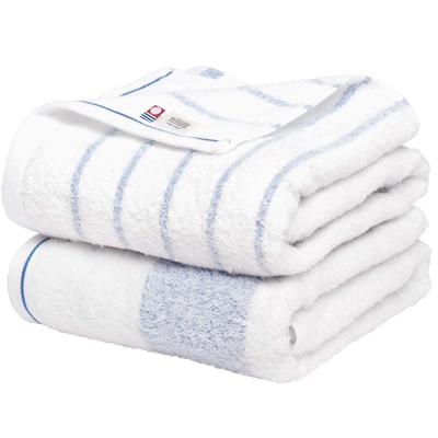 Bloom Imabari Towel Сертифицированный Натуральный Бордюр Набор Банных Полотенец из 2 штук Сделано в Японии, (Синяя рамка)