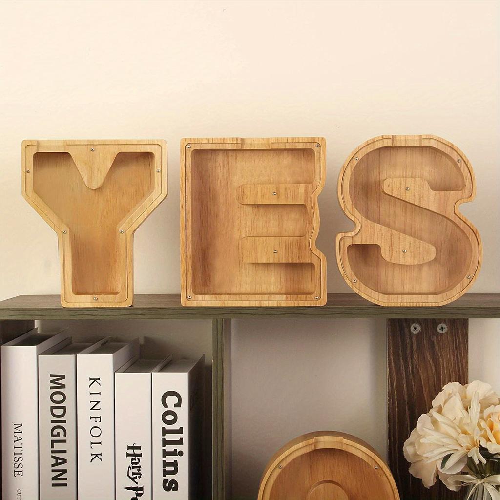 Двадцать шесть английских алфавитов, копилка, монета, деньги, копилка, деревянная коробка для хранения писем, настольное украшение, домашний декор, поделки для детей