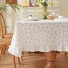Хлопок Печатный Маленький Свежий Зеленый Растения Весенние Цветы Листья Листья Лотоса Края Грибные Края Кофейный Столик Скатерть Скатерть для Обеденного Стола