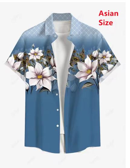 Summer Men's Coconut Tree Shirt Short Sleeve Top Casual Hawaiian Shirt Turning Casual Shirt Button On