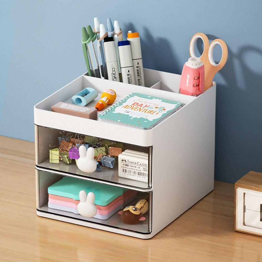 Large Capacity Stationery Holder Pen Holder Desktop Organizer Pen Container Stationery Storage Box