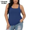 CHARMLEAKS Майка больших размеров для женщин с бюстгальтером-полкой, регулируемая широкая бретелька, летние базовые хлопковые майки 1X-5X