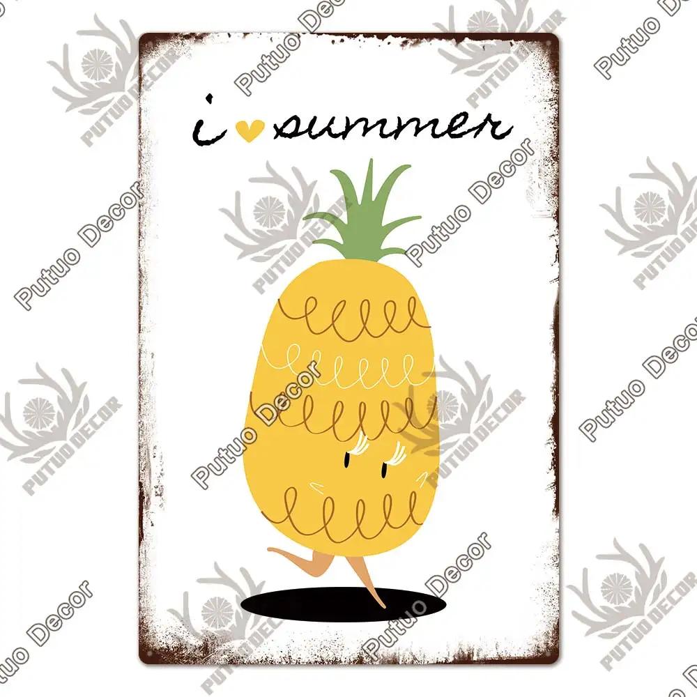 Putuo Decor Фрукты Винтажная Жестяная Табличка Металлическая Пластина Ретро Настенное Искусство Декор Гостиная Ферма Сад Кухня Железная Роспись