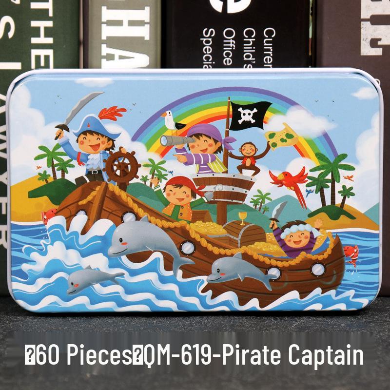 60-Piece Cartoon Puzzle Tin Box for Toddlers Aged 3-6 – Early Education and Intellectual Development Toy for Boys and Girls