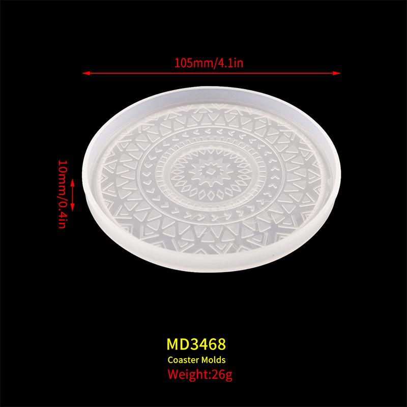 Round Mandala Pattern Silicone Coaster Mold for Resin Crafting