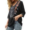 Women Blouse Traditional Mexican Women Embroidered Tops Loose Fit Bohemian Floral 45720 Sleeve
