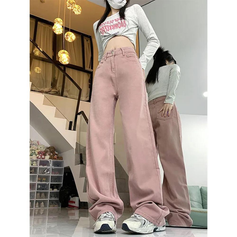 Simple high-waisted wide-leg jeans for women's spring and autumn new fashionable and thin versatile casual floor-mopping jeans