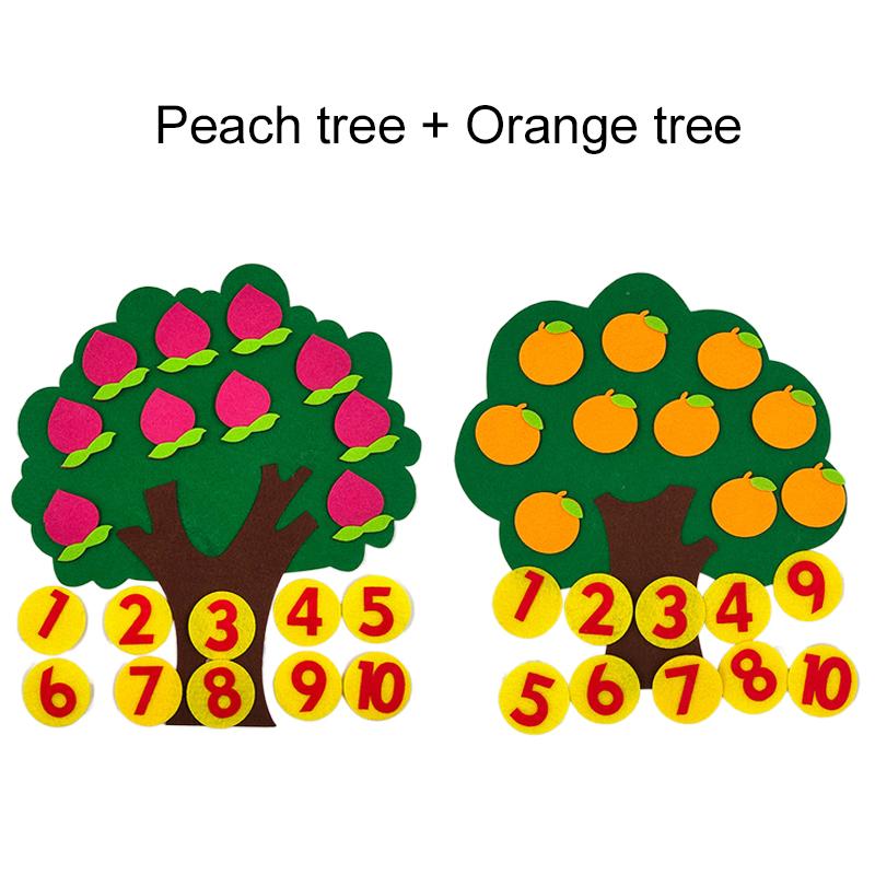 Дерево с фруктами Цифровые игрушки Детский пазл из нетканого фетра Монтессори Раннее детство Игрушка для взаимодействия ребенка и родителя TMZ