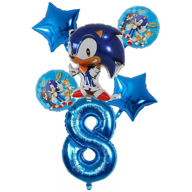 6Pcs Cartoon Hedgehog Balloons Sonic Theme Birthday Party Decoration Balloons For Boys Children Baby Bath Toys