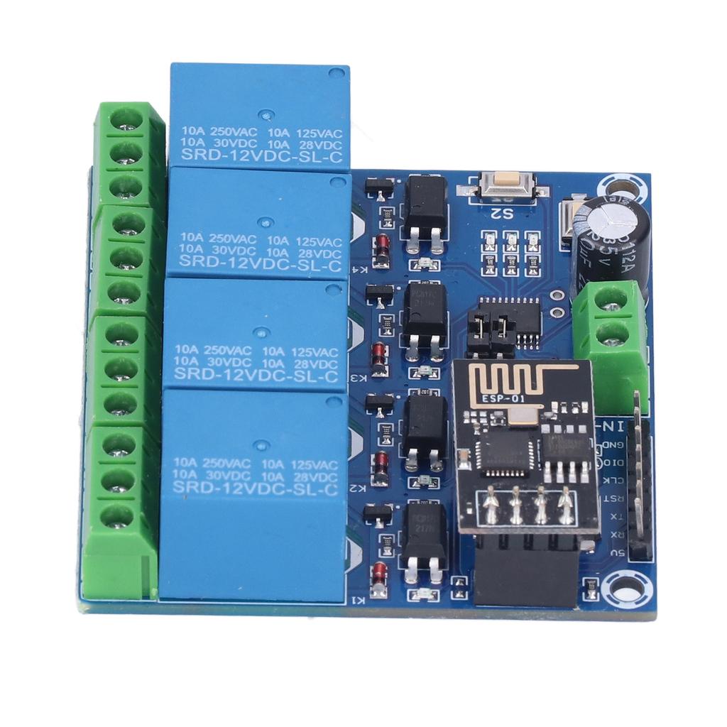 Модуль реле WiFi 4 канала Переключатель с дистанционным управлением через приложение для телефона для системы умного дома ESP826612V