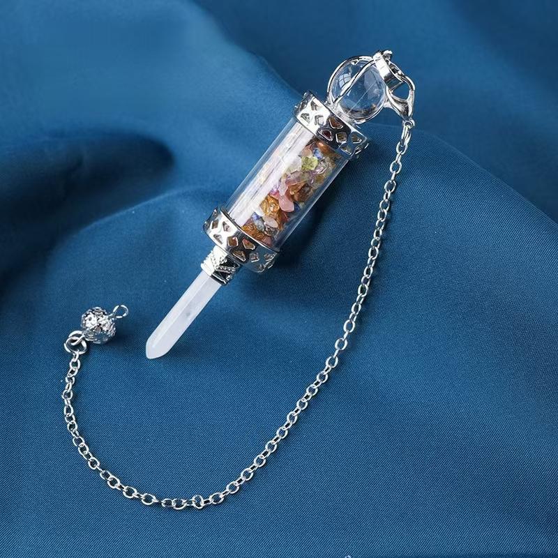 Hot Selling Multi Material Healing Amethyst Peridote Crystal Wishing Bottle Pendant for Yoga Meditation